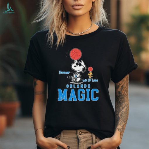 Snoopy and Woodstock spin basketball Orlando Magic forever win or lose shirt