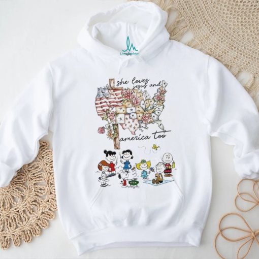 Snoopy charlie brown she loves jesus and america too Peanuts shirt