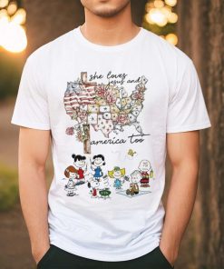 Snoopy charlie brown she loves jesus and america too Peanuts shirt