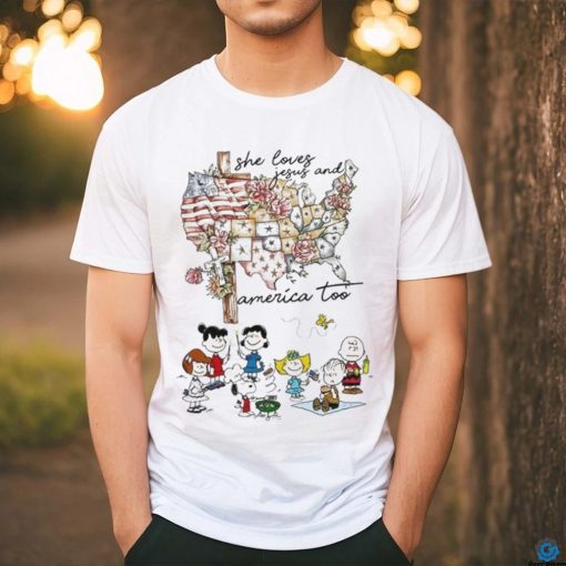 Snoopy charlie brown she loves jesus and america too Peanuts shirt
