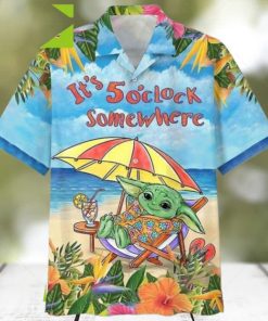 Star Wars Baby Yoda In The Beach Its 5 OClock Tropical Aloha Hawaiian Shirt Gifts For Men And Women Hawaiian Shirt