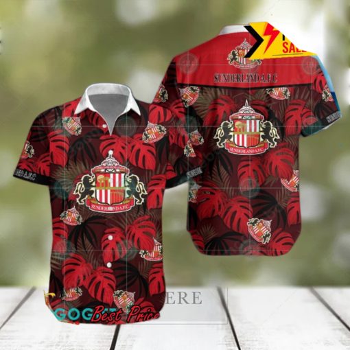 Sunderland AFC Big Logo Tropical Leaves Hawaiian Shirt And Shorts