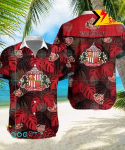 Sunderland AFC Big Logo Tropical Leaves Hawaiian Shirt And Shorts