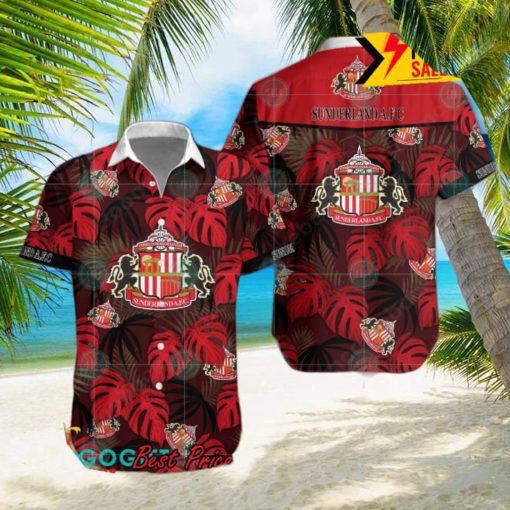 Sunderland AFC Big Logo Tropical Leaves Hawaiian Shirt And Shorts