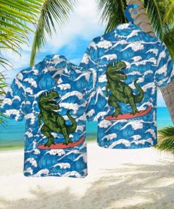 Surfing T Rex Dinosaur Hawaiian Shirt