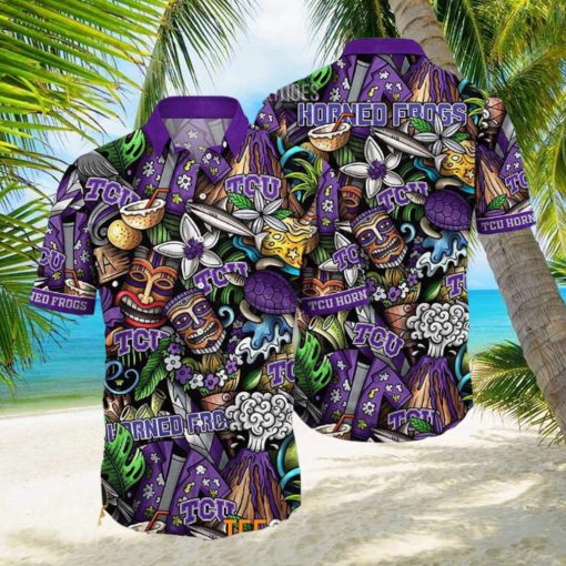 TCU Horned Frogs Ncaa Mens Floral Button Up Hawaiian Shirt