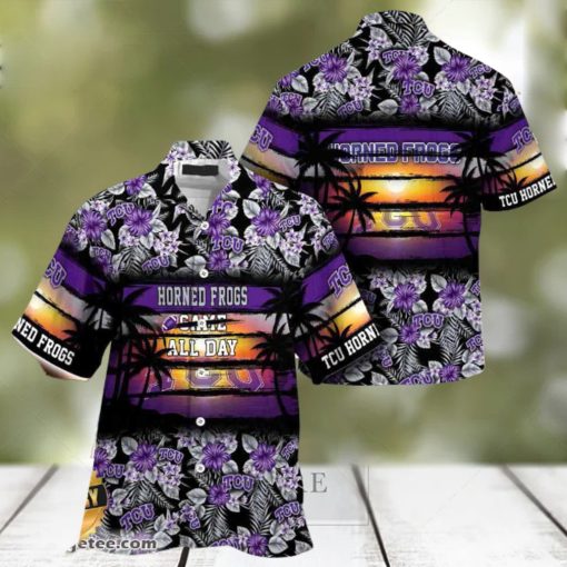TCU Horned Frogs Summer Beach Hawaiian Shirt Hibiscus Pattern For Sports Fan