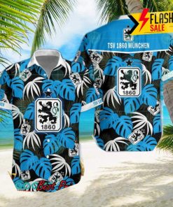 TSV 1860 Munich Big Logo Tropical Leaves Hawaiian Shirt