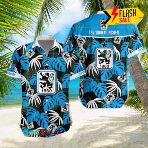 TSV 1860 Munich Big Logo Tropical Leaves Hawaiian Shirt