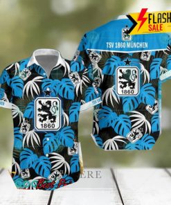 TSV 1860 Munich Big Logo Tropical Leaves Hawaiian Shirt