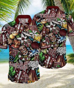 Texas Aggies Ncaa Mens Floral Button Up Hawaiian Shirt