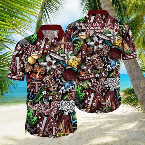 Texas Aggies Ncaa Mens Floral Button Up Hawaiian Shirt