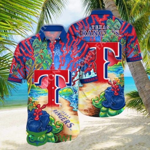 Texas Rangers MLB Hawaiian Shirt Ice Cold Drinkstime Summer Aloha