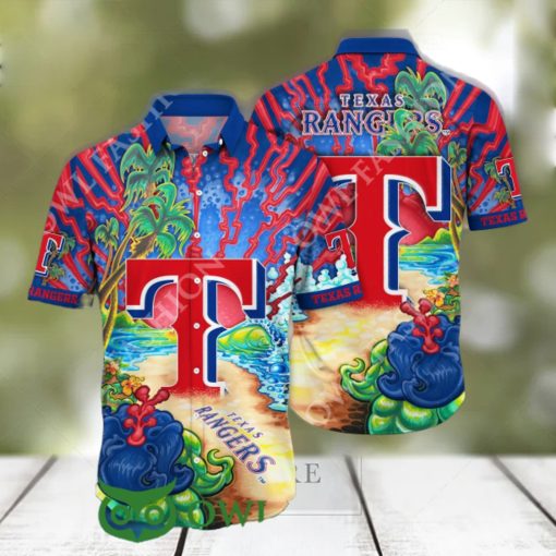 Texas Rangers MLB Hawaiian Shirt Ice Cold Drinkstime Summer Aloha