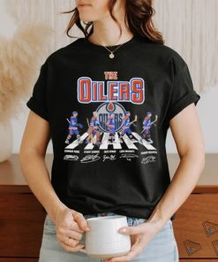 The Oilers Abbey Road Evander Kane Stuart Skinner Zach Hyman Leon Draisaitl And Connor Mcdavid Signatures Shirt