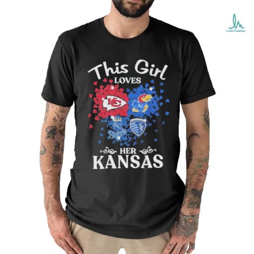 This Girl Loves Her Kansas Sports Teams Logo Diamond Shirt