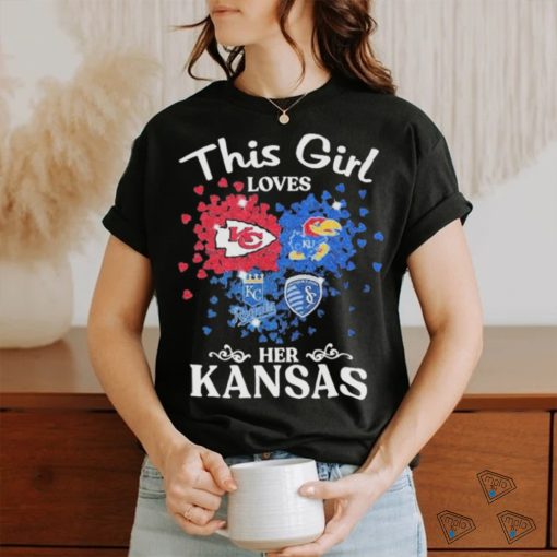 This Girl Loves Her Kansas Sports Teams Logo Diamond Shirt