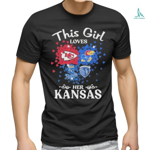 This Girl Loves Her Kansas Sports Teams Logo Diamond Shirt