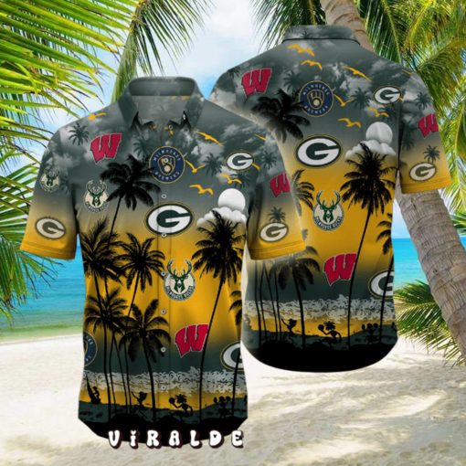 Trending Wisconsin Sports Palm Tree Hawaiian Shirt