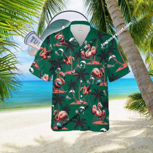 Tulane Green Wave Coconut Tree Island Hawaiian Shirt Flamingo Play Football Gift Beach