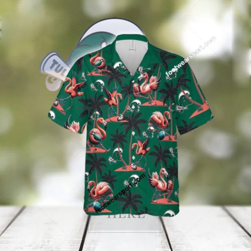 Tulane Green Wave Coconut Tree Island Hawaiian Shirt Flamingo Play Football Gift Beach