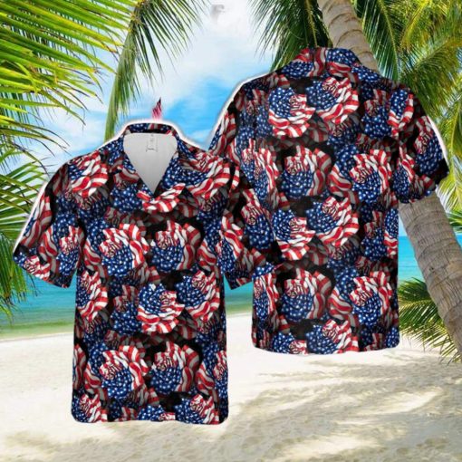 US Flag Rose Hawaiian Shirt For Men Women Summer
