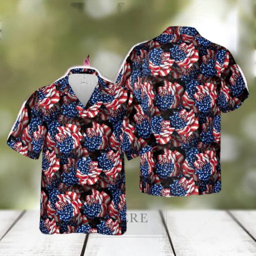US Flag Rose Hawaiian Shirt For Men Women Summer