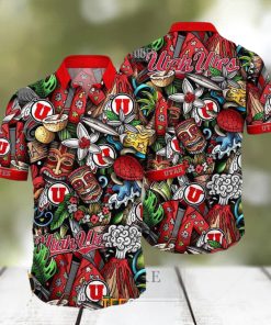 Utah Utes NCAA Mens Floral Button Up Hawaiian Shirt