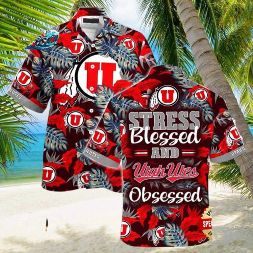 Utah Utes Summer Beach Hawaiian Shirt Stress Blessed Obsessed