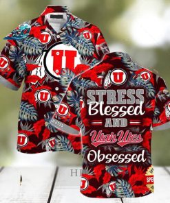 Utah Utes Summer Beach Hawaiian Shirt Stress Blessed Obsessed