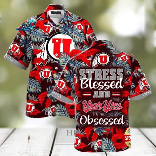 Utah Utes Summer Beach Hawaiian Shirt Stress Blessed Obsessed