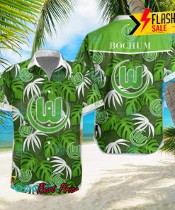 VfL Wolfsburg Big Logo Tropical Leaves Hawaiian Shirt