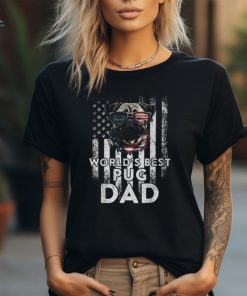 Vintage Usa Flag World’s Best Pug Dog Dad Fathers Day T Shirt