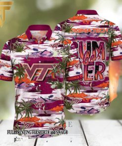 Virginia Tech Hokies NCAA Flower For Fan All Over Printed Hawaii Shirt And Tshirt