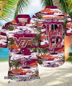 Virginia Tech Hokies NCAA Flower For Fan All Over Printed Hawaii Shirt And Tshirt