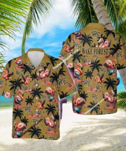 Wake Forest Demon Deacons Flamingo Play Football Coconut Tree Pattern Hawaiian Shirt For Men Women