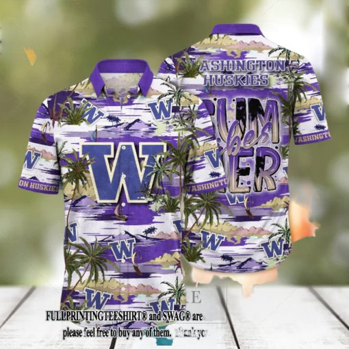 Washington Huskies NCAA Flower Pattern All Over Print Hawaii Shirt And Tshirt