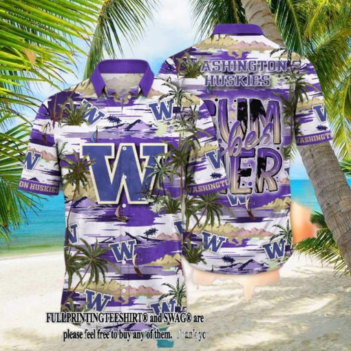 Washington Huskies NCAA Flower Pattern All Over Print Hawaii Shirt And Tshirt