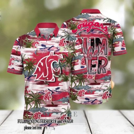 Washington State Cougars NCAA Flower Pattern All Over Printed Hawaii Shirt And Tshirt