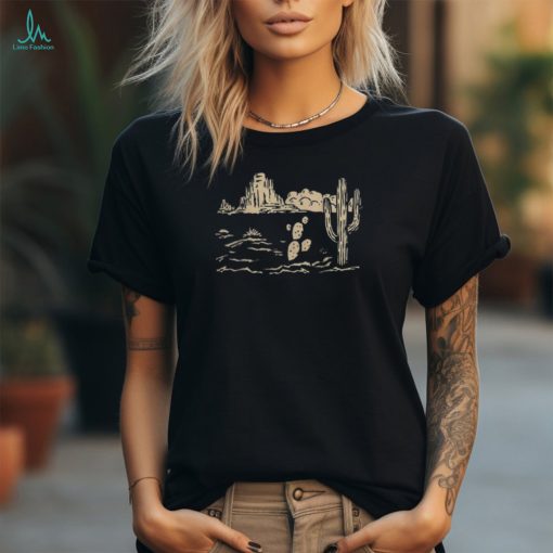 Western Desert Vintage Cactus Graphic Cowgirl Casual Women T shirt