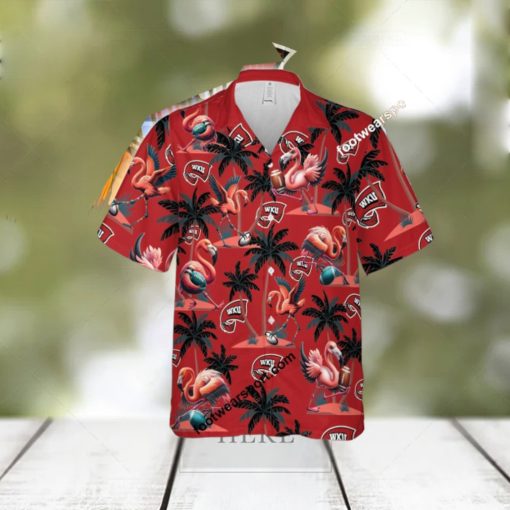 Western Kentucky Hilltoppers Coconut Tree Island Flamingo Play Football Hawaiian Shirt All Over Print For Men Women