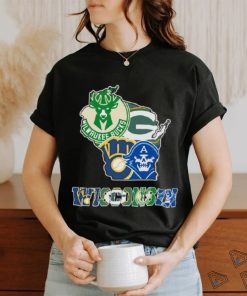 Wisconsin Map Sports Teams Logo Shirt