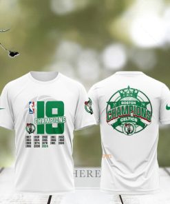 18 Champions NBA Boston Celtics 2024 3D T Shirt