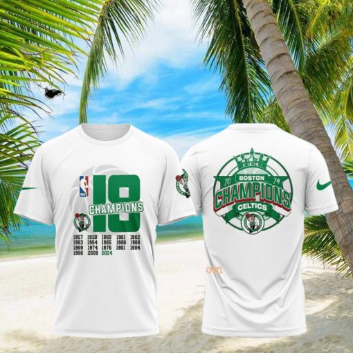 18 Champions NBA Boston Celtics 2024 3D T Shirt