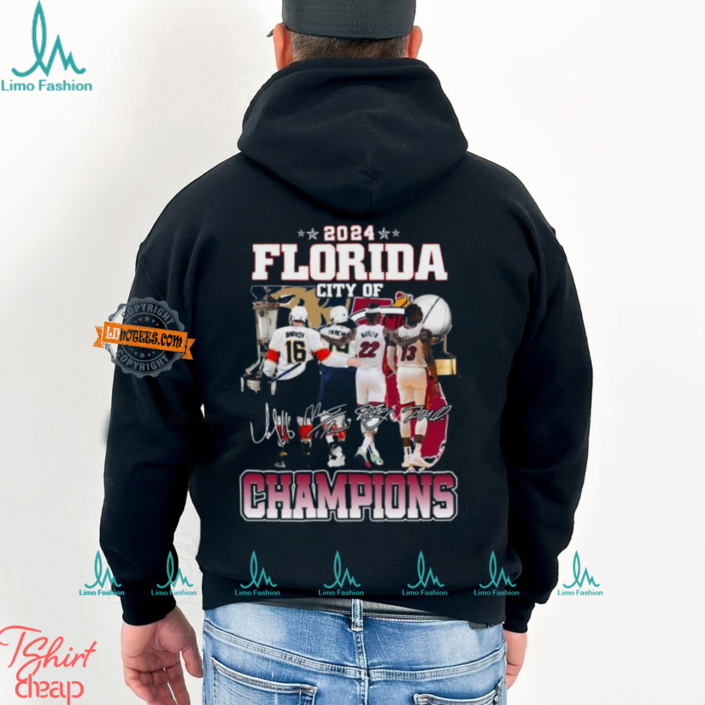 2024 Florida city of champions Miami Heat and Florida Panthers signatures shirt