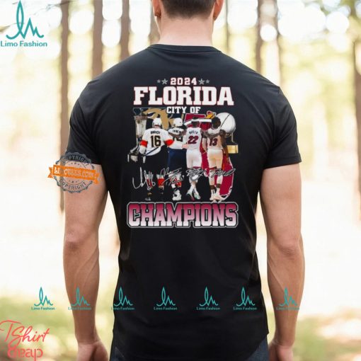 2024 Florida city of champions Miami Heat and Florida Panthers signatures shirt