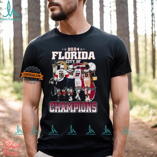 2024 Florida city of champions Miami Heat and Florida Panthers signatures shirt