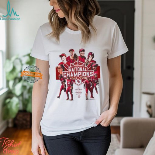 2024 NCAA Softball National Champions Oklahoma Sooners Women’s Softball First Four Peat In NCAA Softball History T Shirt