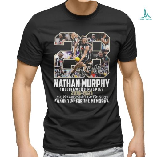 28 Nathan Murphy Collingwood Magpies 2018 2023 AFL Premiership Player Thank You For The Memories T Shirt