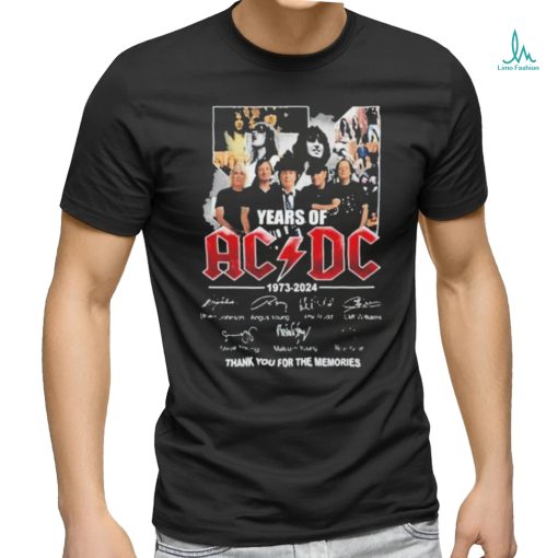 51 Years Of AC DC 1973 2024 Thank You For The Memories Shirt